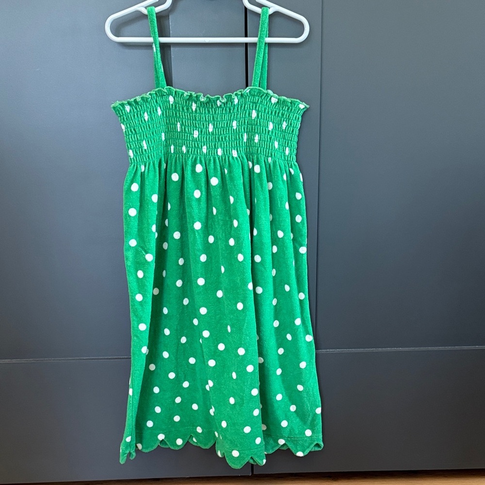 Hanna Andersson Green Polkadot Terry Cloth Swim Coverup